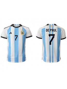 Argentina Rodrigo de Paul #7 Replika Hemmakläder VM 2022 Kortärmad